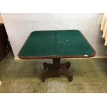 A 19th century mahogany fold over card table