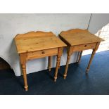 A pair of pine single drawer side tables