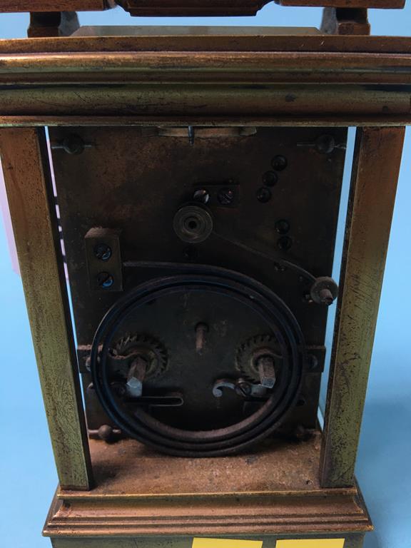 A brass chiming carriage clock, approx. 14.5cm tall - Image 4 of 5