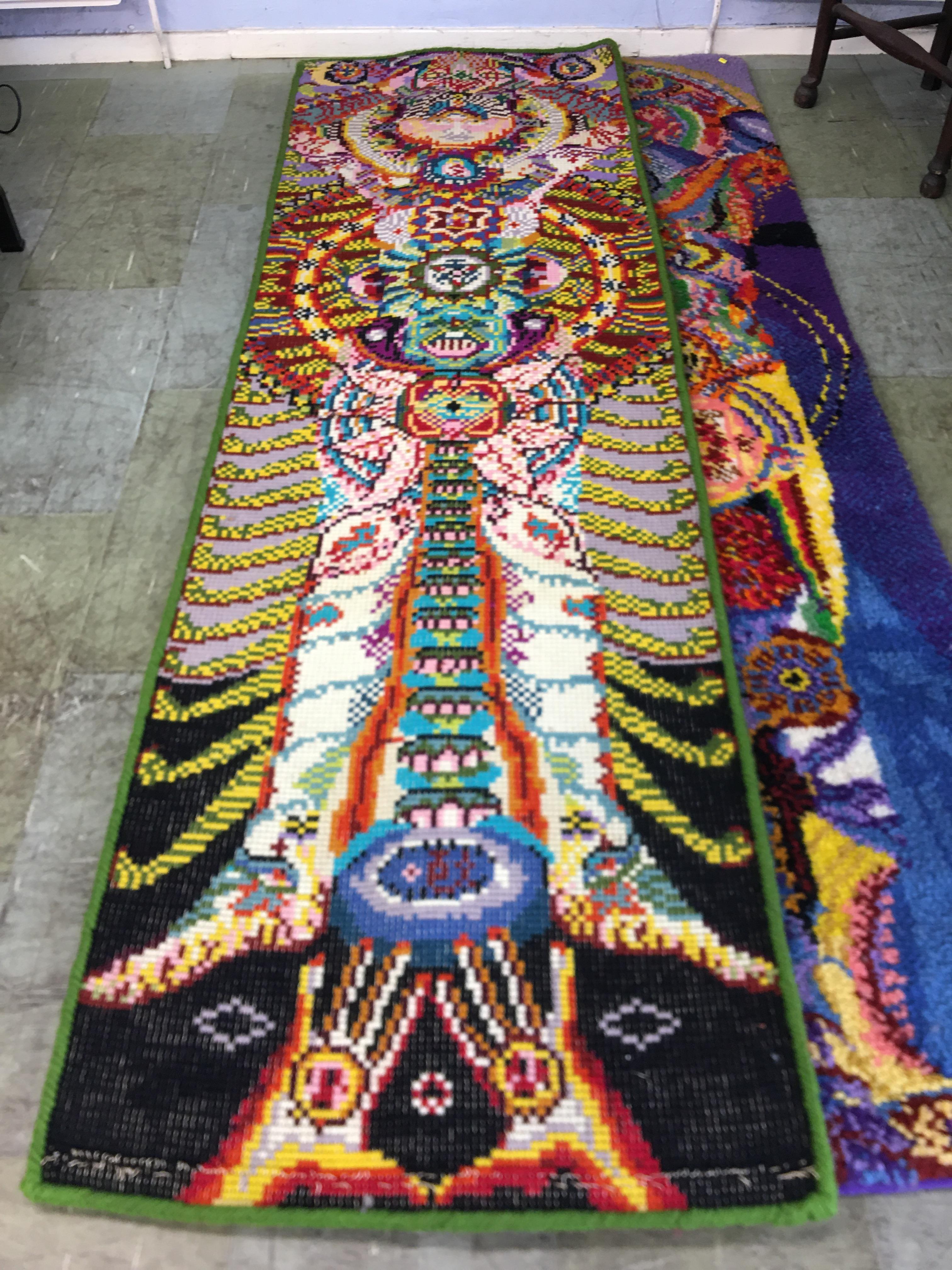 Two decorative brightly coloured woollen runners, both approx. 248cm x 76cm - Image 3 of 3