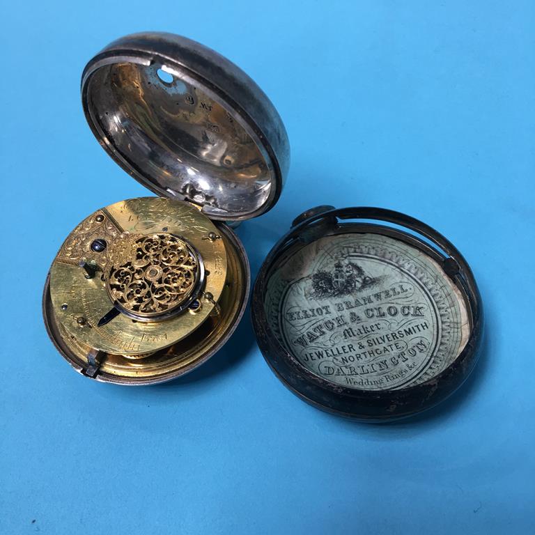 A silver pair cased pocket watch - Image 3 of 3