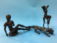Three modern bronze sculptures