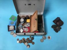 A collection of various silver coins etc.