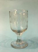 A Victoria Hall disaster glass, inscribed "Victoria Hall Disaster, 16 June 1883, 182 children lost"