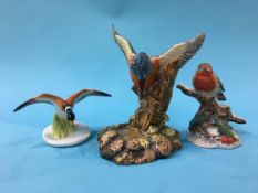 A Royal Doulton Kingfisher, 'The Christmas Robin' and a 'Mallard'