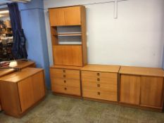 Four teak base units