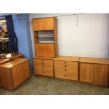 Four teak base units