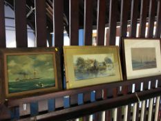 Two watercolours and a small Maritime oil