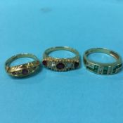 Two 18ct gold rings and one other, total weight 9.4 grams