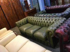 A Chesterfield green three seater settee