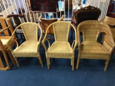 Three wicker chairs