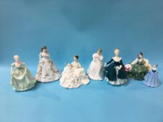 Seven various Doulton, Coalport and Worcester figurines