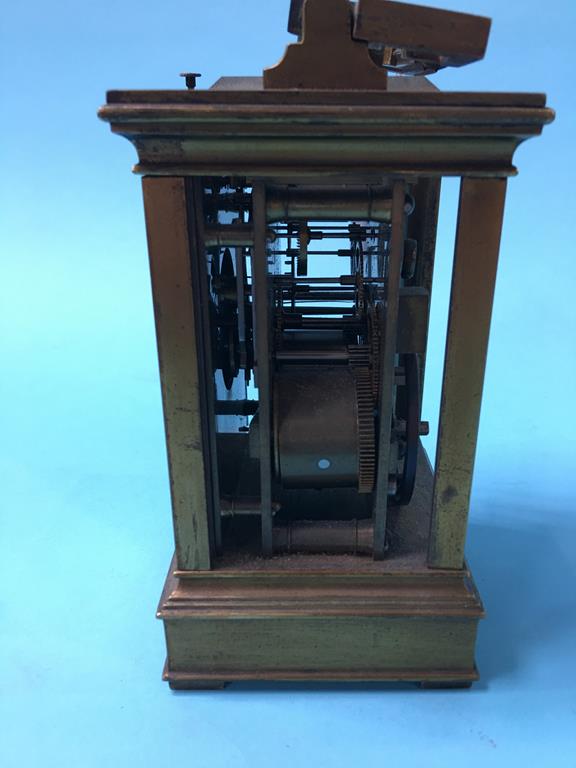 A brass chiming carriage clock, approx. 14.5cm tall - Image 2 of 5