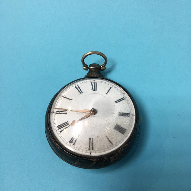 A silver pair cased pocket watch - Image 2 of 3