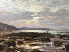 A. A. Glendening, oil on canvas, signed, dated **98, Coastal scene at low tide with fisherman, bears