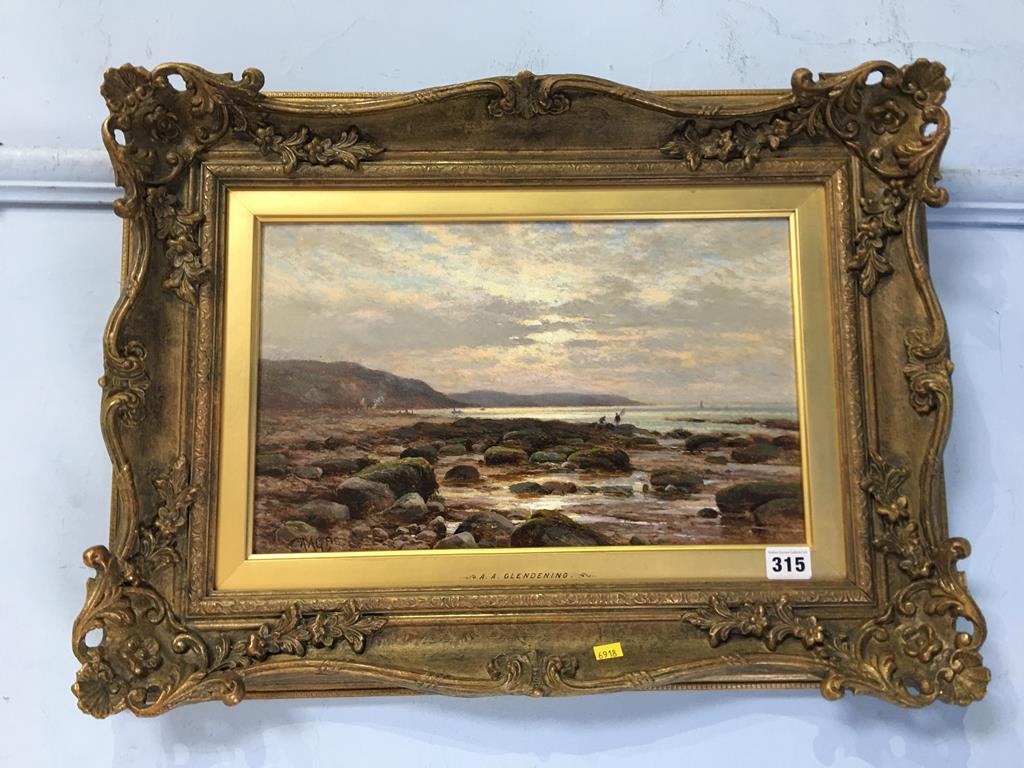 A. A. Glendening, oil on canvas, signed, dated **98, Coastal scene at low tide with fisherman, bears - Image 2 of 9