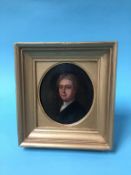 Oil on board, miniature portrait of a Gentleman, bears label verso, Sir Paul Laethuen