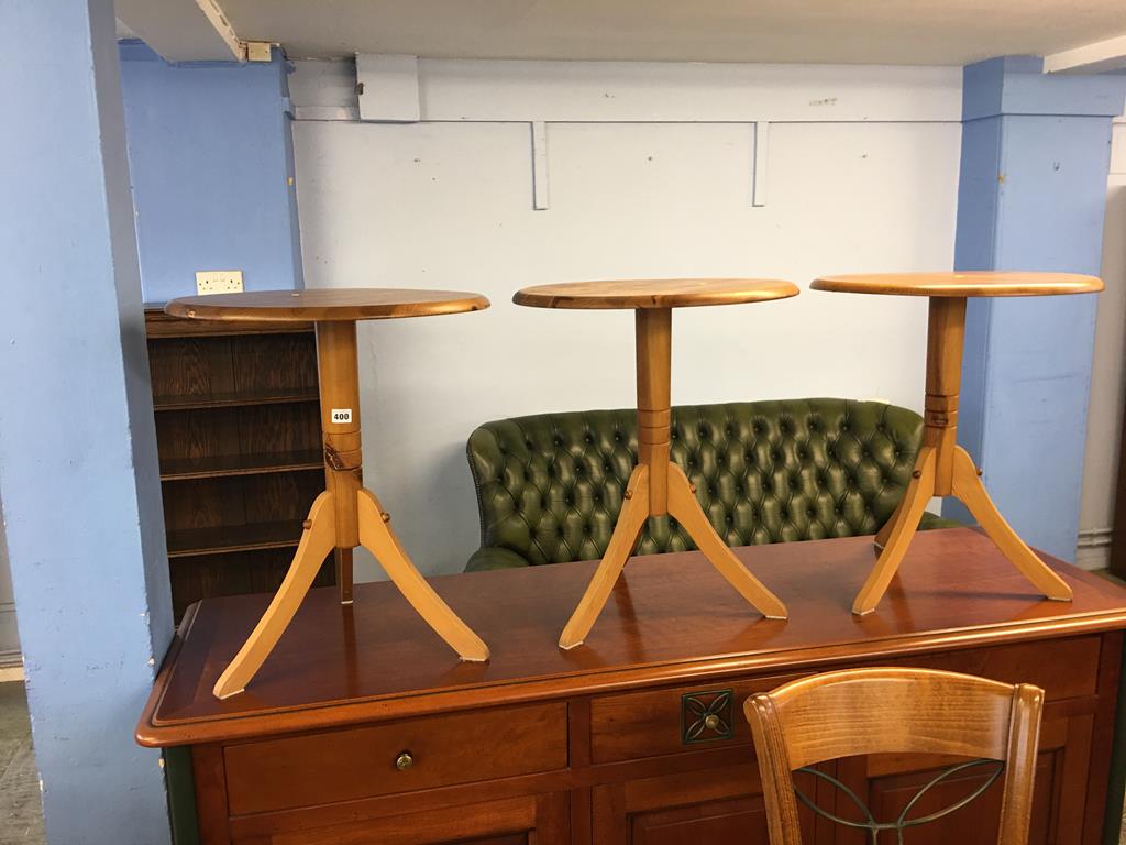 Three pine tripod tables