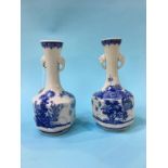 A pair of Japanese blue and white vases