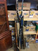 A quantity of fishing rods and reels