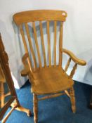 A pale oak lathe back Scullery chair