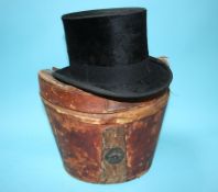 A Hope Brothers, 46 Ludgate Hill, London top hat and case