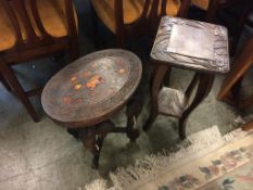 An oval elephant table and an occasional table