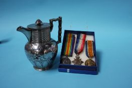 Trio of World War One medals to 02789 PTE N. Jefferson A.O.C., together with a photographic portrait