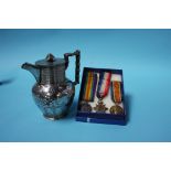 Trio of World War One medals to 02789 PTE N. Jefferson A.O.C., together with a photographic portrait