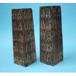 Two Middle Eastern marble decorative tapering table lamp bases