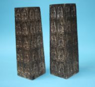 Two Middle Eastern marble decorative tapering table lamp bases