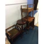 A fire screen, two piano stools etc.