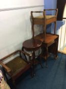 A fire screen, two piano stools etc.