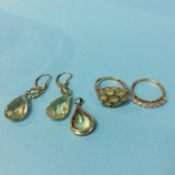 A collection of 9ct gold mounted costume jewellery