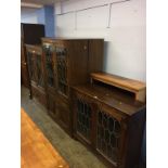 Six oak bookcases, various