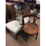 A Bentwood armchair and a pair of 19th century mahogany chairs