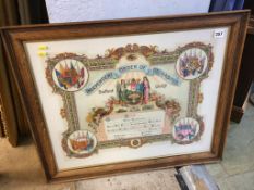 An oak framed 'Independent Order of Rechabites' certificates