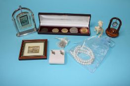 Tray of assorted, including coins, jewellery etc.