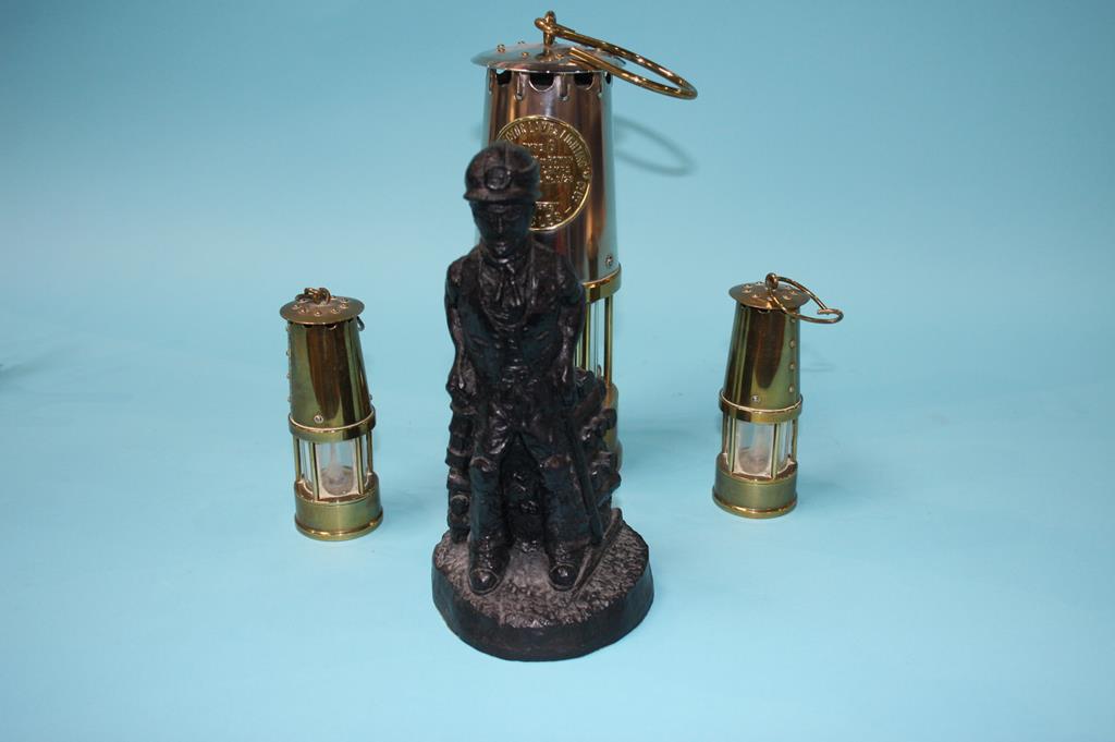 An Eccles Miner's lamp, a carved figure etc. - Image 2 of 3