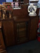 A walnut china cabinet