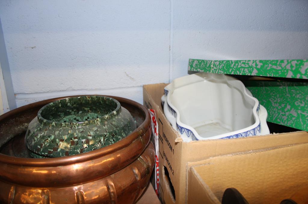 Three boxes of assorted, a copper planter etc. - Image 4 of 4