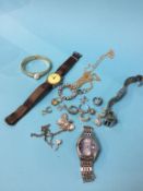 A quantity of costume jewellery and wristwatches
