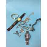 A quantity of costume jewellery and wristwatches