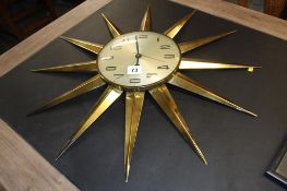 A Metamec 'Sunburst' wall clock