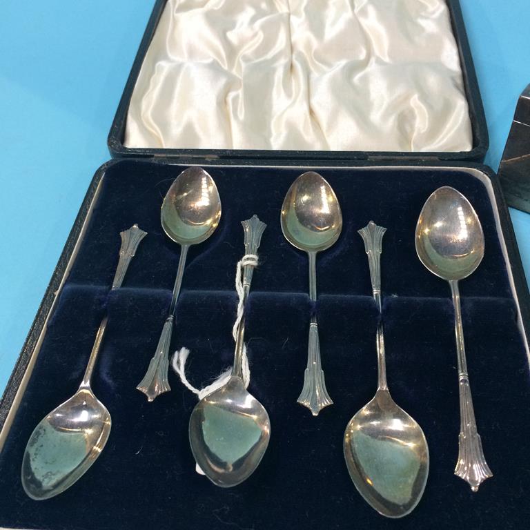 A silver cigarette box, six silver spoons and a Christofle letter opener - Image 3 of 3