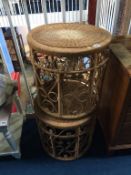 Two canework circular occasional tables