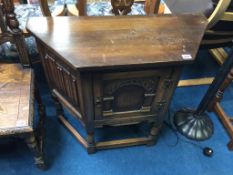 An oak side cabinet