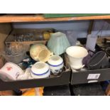Three boxes of assorted, including a pair of Royal Doulton vases etc.