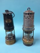 A John David and Sons (Derby) Flame Safety lamp and an unmarked Miner's lamp (2)