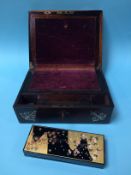 A 19th century rosewood and mother of pearl inlaid writing slope and a decorative box